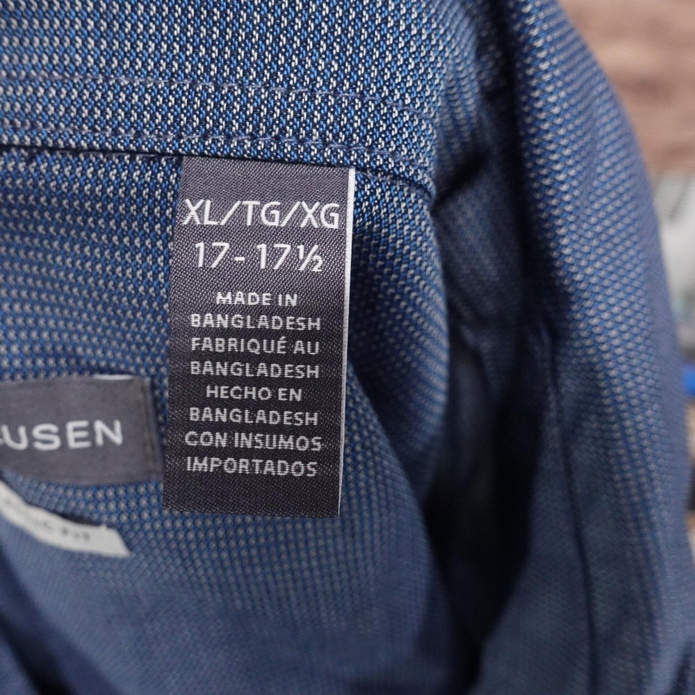 Van Heusen Dress Shirt Mens XL Blue Cotton Polyester Long Sleeve Classic Fit - Picture 7 of 9